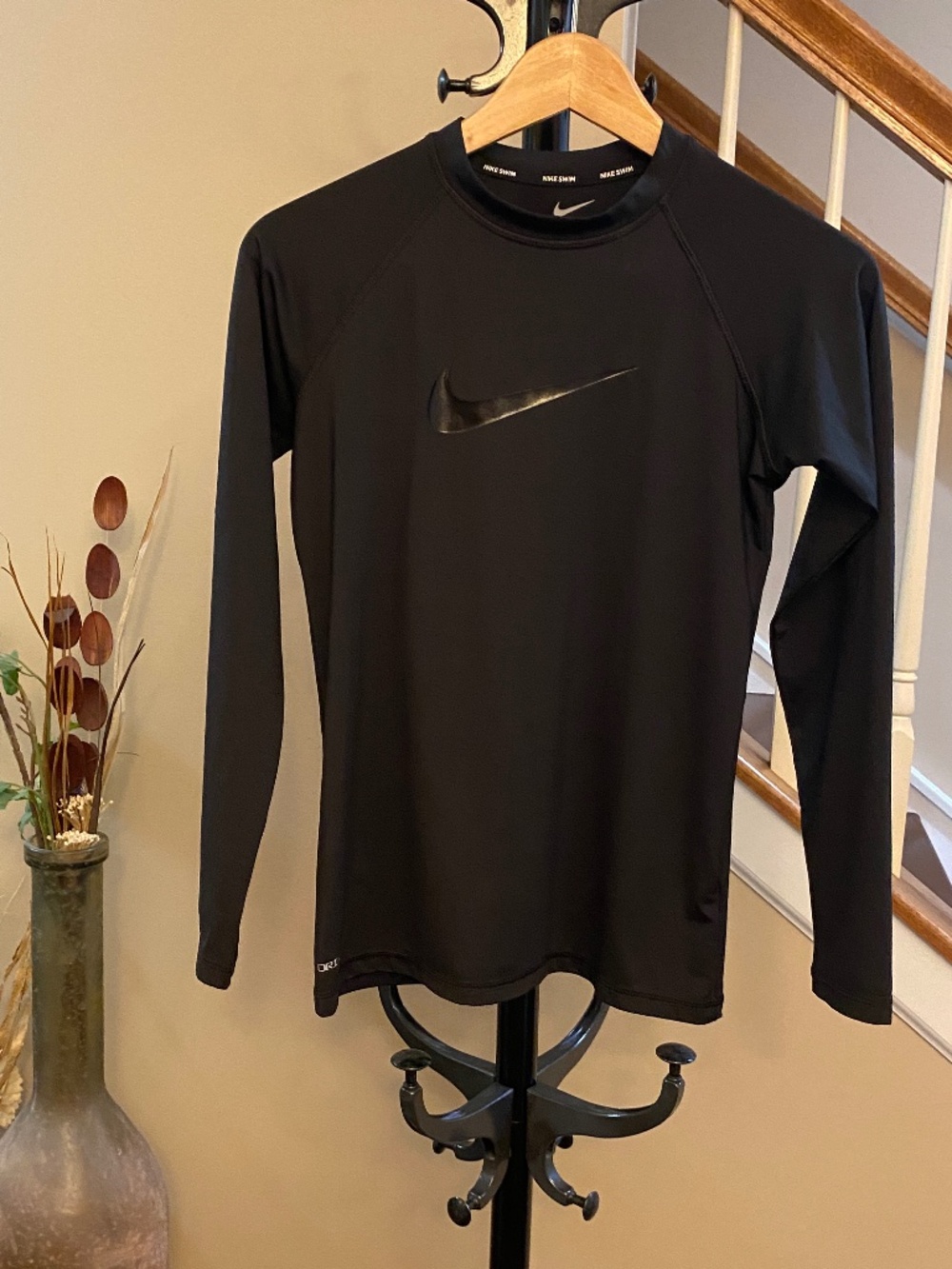 Nike Swim Women's Dri-FIT Long Sleeve Rash Guard Swim Shirt - Black - Size S